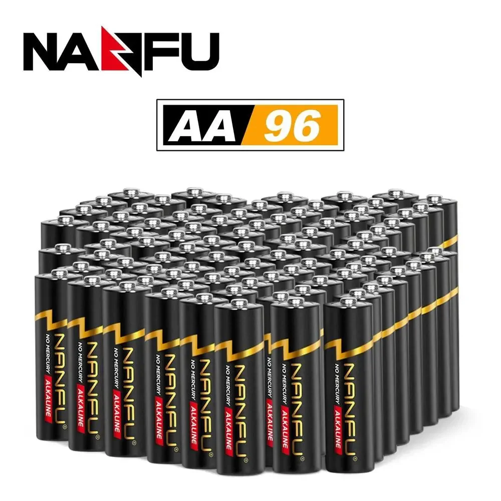 NANFU AA 96 PC Alkaline Batteries • 1.5V • 10 Year Shelf-life • Non-Rechargeable